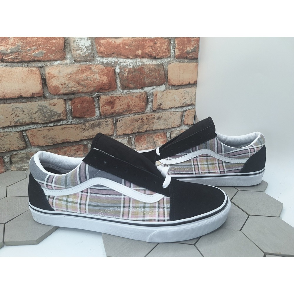 Vans Old Skool Plaid Gray Black Skate Shoes Low Top Mens Sz 12 Grunge Punk 2023